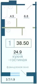 Продается 1-комн. квартира, 38,5 м²