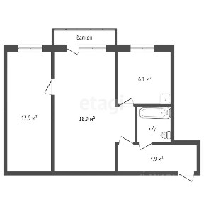 Продается 2-комн. квартира, 45,7 м²