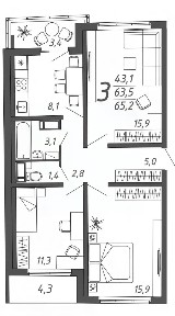 Продается 3-комн. квартира, 61 м²
