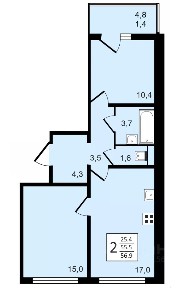 Продается 2-комн. квартира, 57,2 м²