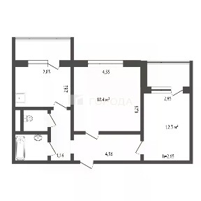 Продается 2-комн. квартира, 52,7 м²