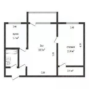 Продается 2-комн. квартира, 44,2 м²