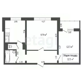 Продается 2-комн. квартира, 52,5 м²
