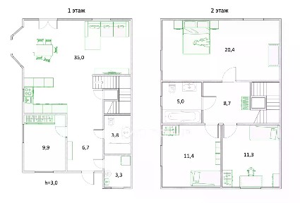 Сдается 2-этажный таунхаус, 128 м²