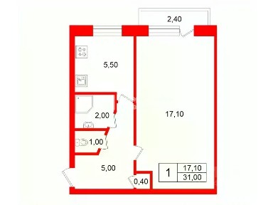 Сдается 1-комн. квартира, 31 м²