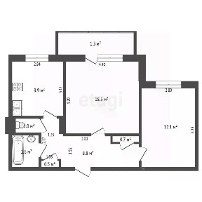 Продается 2-комн. квартира, 54,4 м²