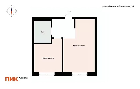 Сдается 1-комн. квартира, 44,4 м²