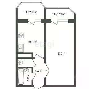 Продается 1-комн. квартира, 38,23 м²