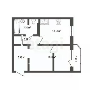 Продается 1-комн. квартира, 46,1 м²