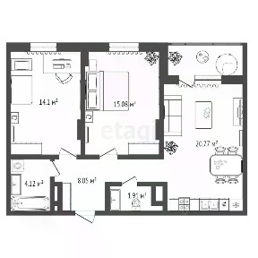 Продается 2-комн. квартира, 64,5 м²