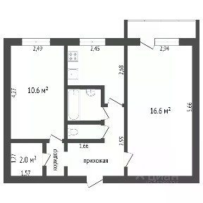 Продается 2-комн. квартира, 43,1 м²
