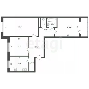 Продается 3-комн. квартира, 60,8 м²