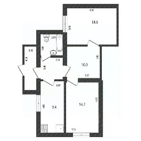 Продается 2-комн. квартира, 54,1 м²