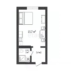 Продается студия, 22,1 м²