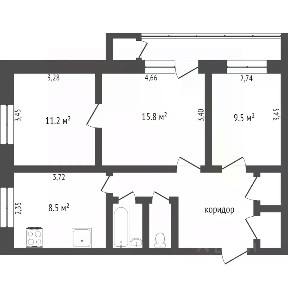 Продается 3-комн. квартира, 73 м²