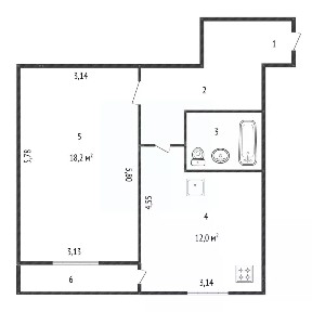 Продается 1-комн. квартира, 44,34 м²