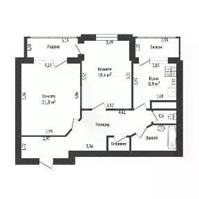 Продается 2-комн. квартира, 73,3 м²