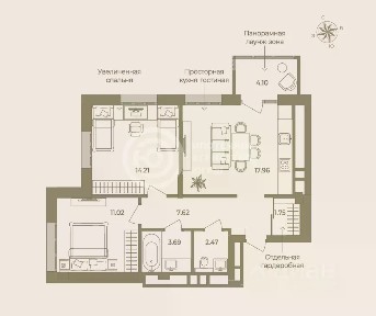 Продается 2-комн. квартира, 62,82 м²
