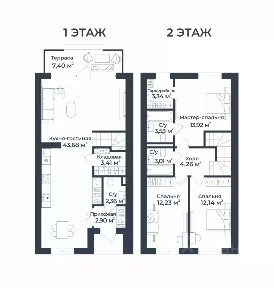 Продается 2-этажный таунхаус, 107 м²