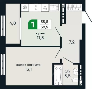 Продается 1-комн. квартира, 39,5 м²