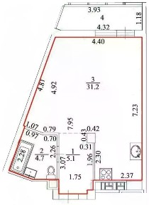 Продается студия, 41 м²