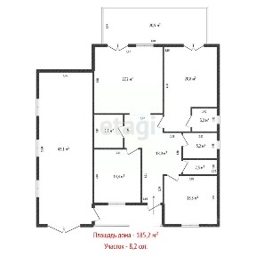 Продается 1-этажный дом, 185,2 м²