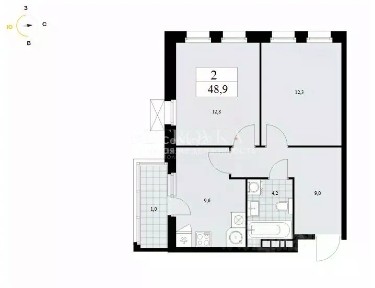 Продается 2-комн. квартира, 48,6 м²