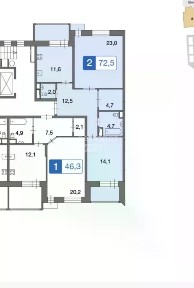 Продается 2-комн. квартира, 72,5 м²
