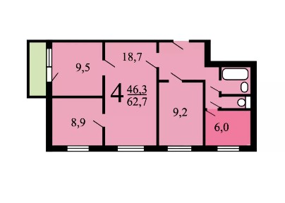 Продается 4-комн. квартира, 62,7 м²