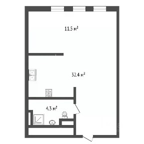 Продается апартаменты-студия, 35,5 м²