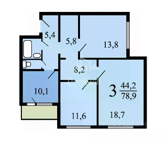 Продается 3-комн. квартира, 82 м²