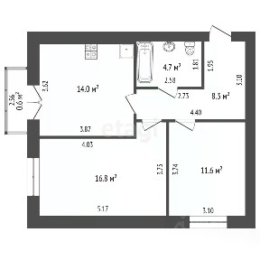 Продается 2-комн. квартира, 55,5 м²