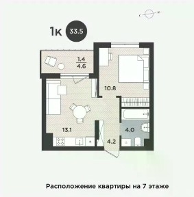 Продается 1-комн. квартира, 33,5 м²
