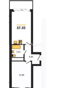 Продается 1-комн. квартира, 37,35 м²