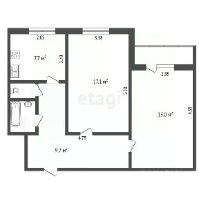 Продается 2-комн. квартира, 54,7 м²