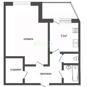 Продается 1-комн. квартира, 42,8 м²