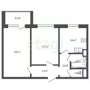 Продается 2-комн. квартира, 49,3 м²