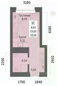 Продается студия, 23,03 м²