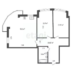 Продается 2-комн. квартира, 91,3 м²