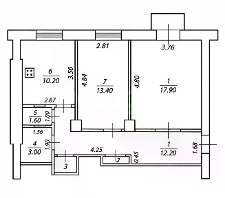 Продается 2-комн. квартира, 59,9 м²