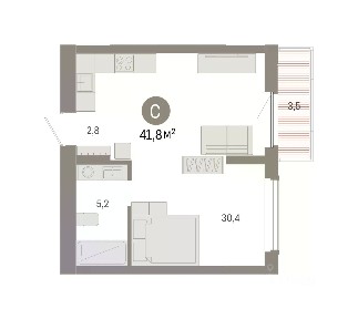 Продается 1-комн. квартира, 41,82 м²