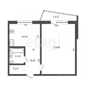 Продается 1-комн. квартира, 37,6 м²