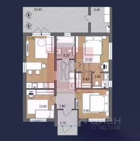 Продается 1-этажный дом, 116 м²