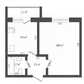 Сдается 1-комн. квартира, 33,7 м²
