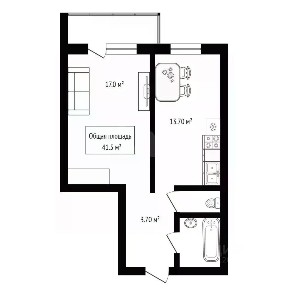 Продается 1-комн. квартира, 41,5 м²