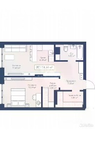 Продается 2-комн. квартира, 51,6 м²