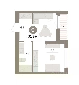 Продается 1-комн. квартира, 31,86 м²