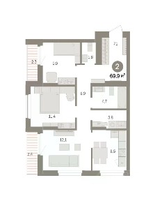 Продается 3-комн. квартира, 69,91 м²