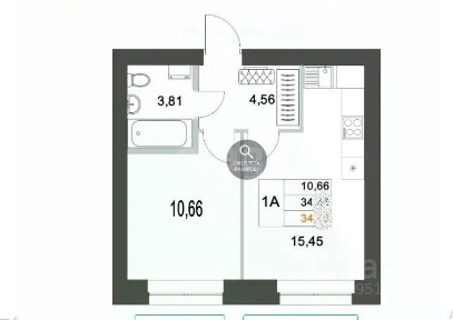 Продается студия, 34,9 м²