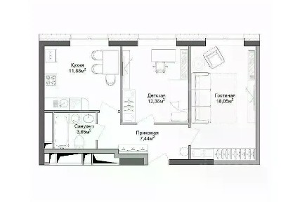 Продается 2-комн. квартира, 65,3 м²
